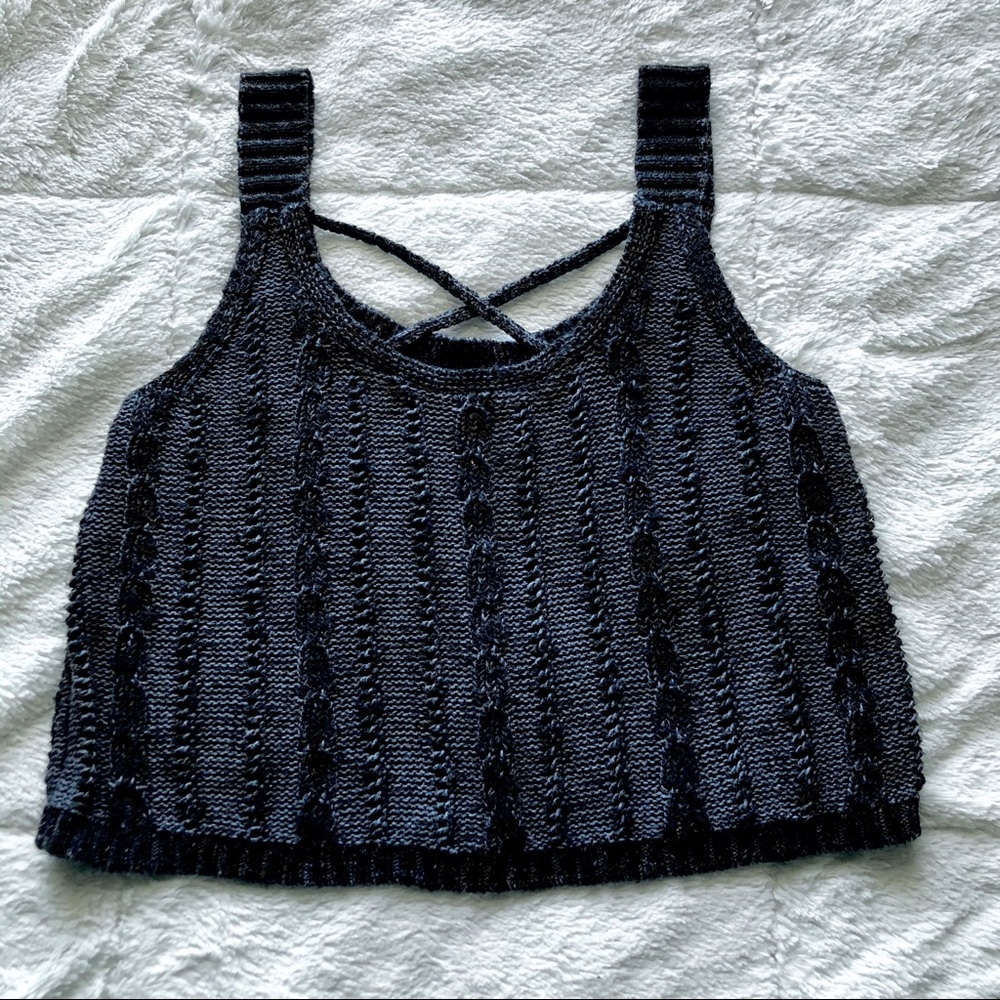 Hollister Grey Knitted Crop Top